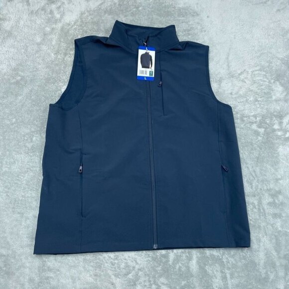 32 Degrees Mens Navy Soft Shell Vest L Full Zip Lightweight a1121 - Picture 1 of 8